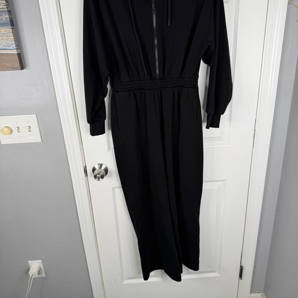 Sz M VS PINK NWOT $69 Ivy Fleece Hooded Jumpsuit Hoodie Black - Picture 5 of 12